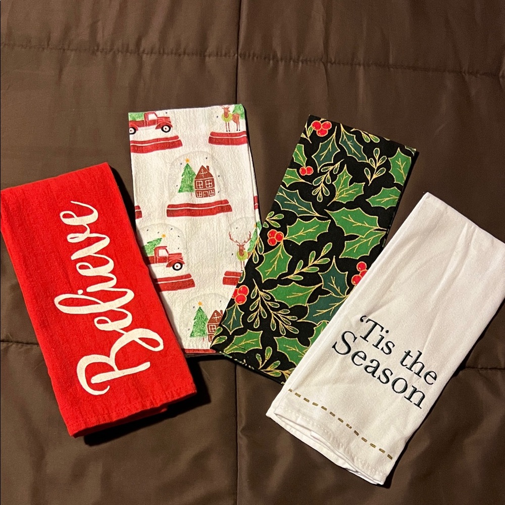 Festive Holiday Kitchen Towel Set - Red, White, Black